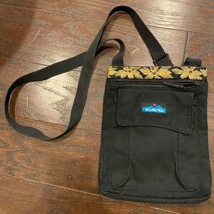 Kavu Black Crossbody Bag with Yellow Floral Trim
